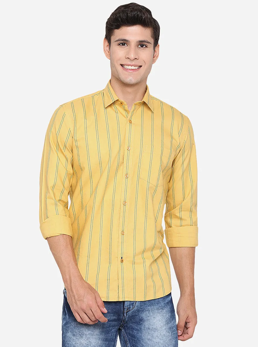 Orange Striped Slim Fit Casual Shirt | JadeBlue