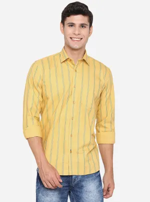 Orange Striped Slim Fit Casual Shirt | JadeBlue