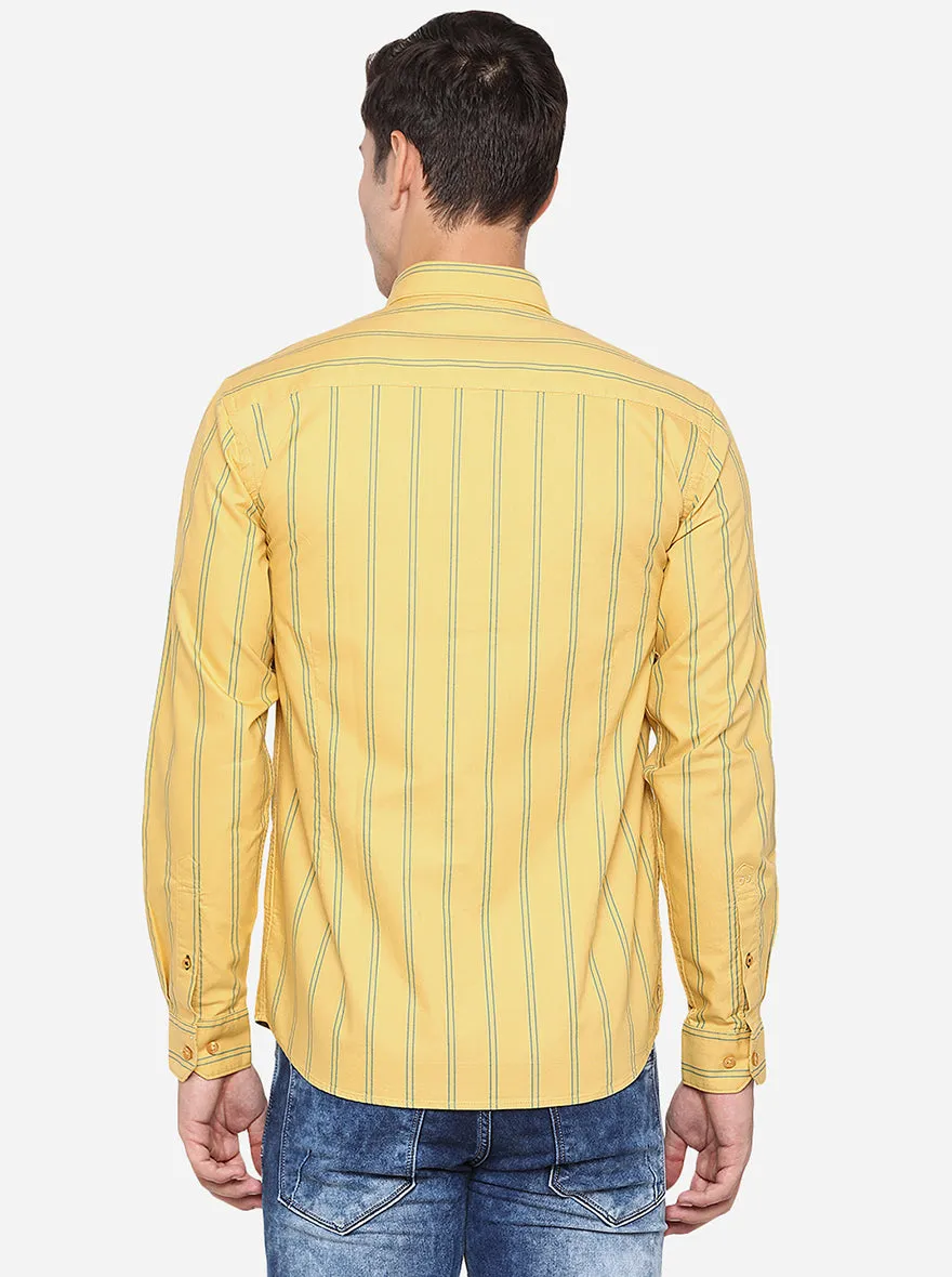 Orange Striped Slim Fit Casual Shirt | JadeBlue