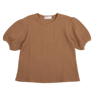 Organic Cotton Waffle Scarlett Puff Sleeve Top - In the Meadow
