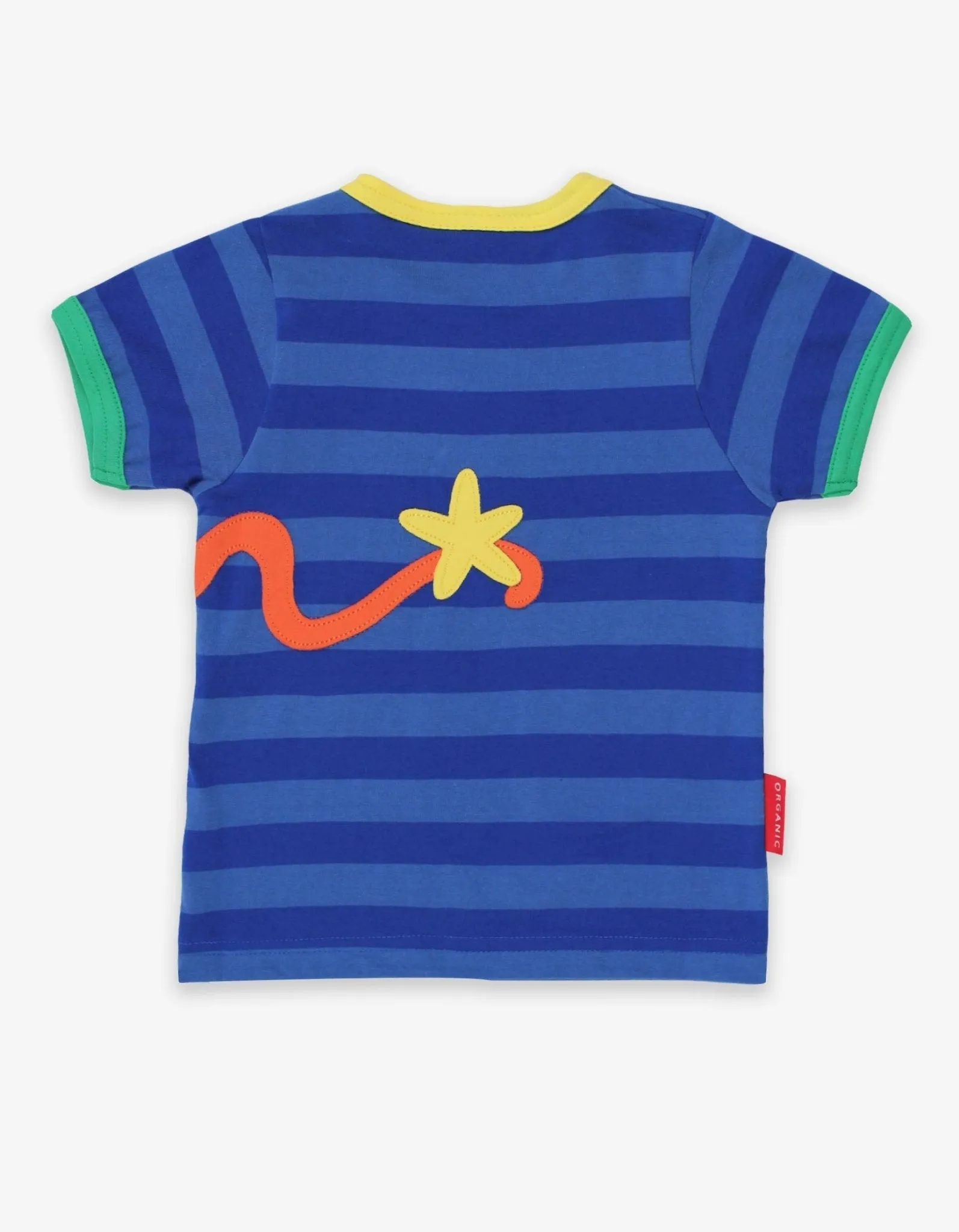 Organic Octopus Applique Dark Blue Striped T-Shirt
