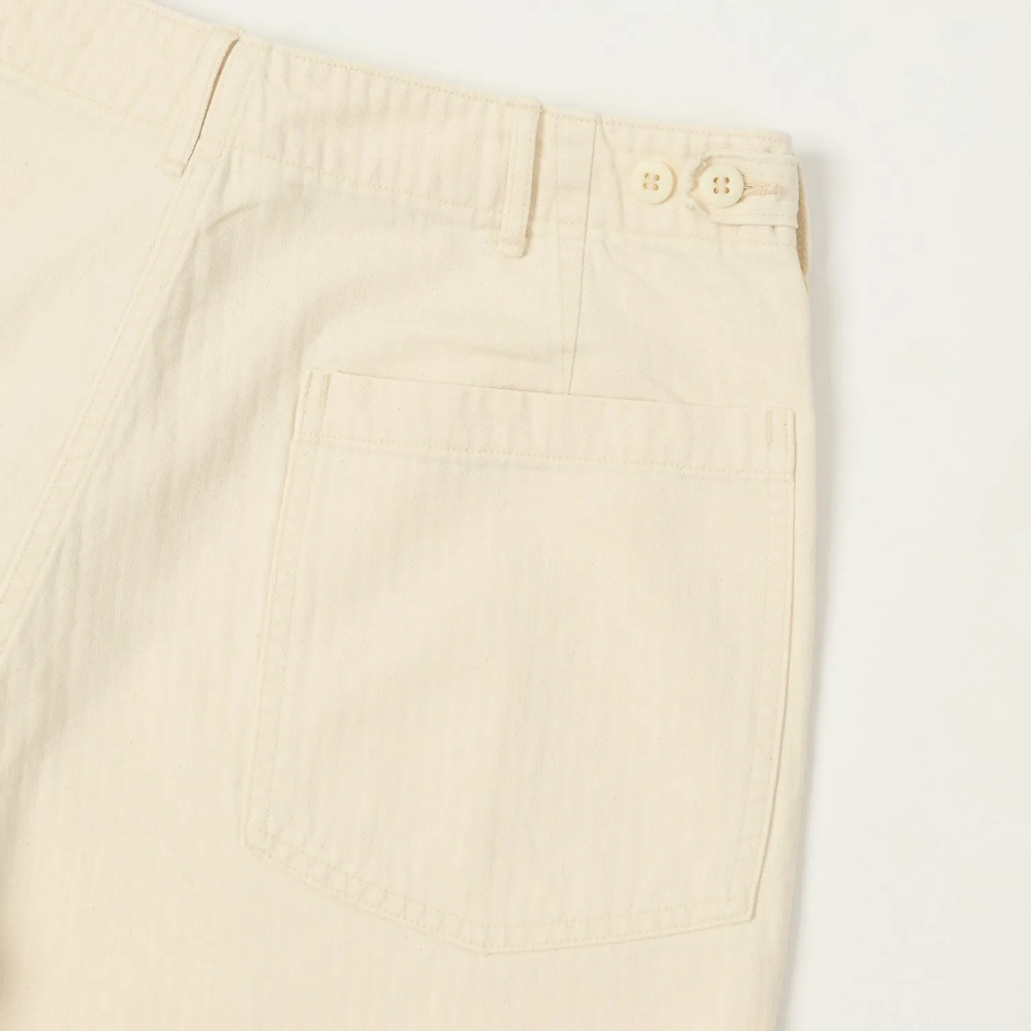 orSlow Summer Herringbone Twill Fatigue Shorts - Ecru