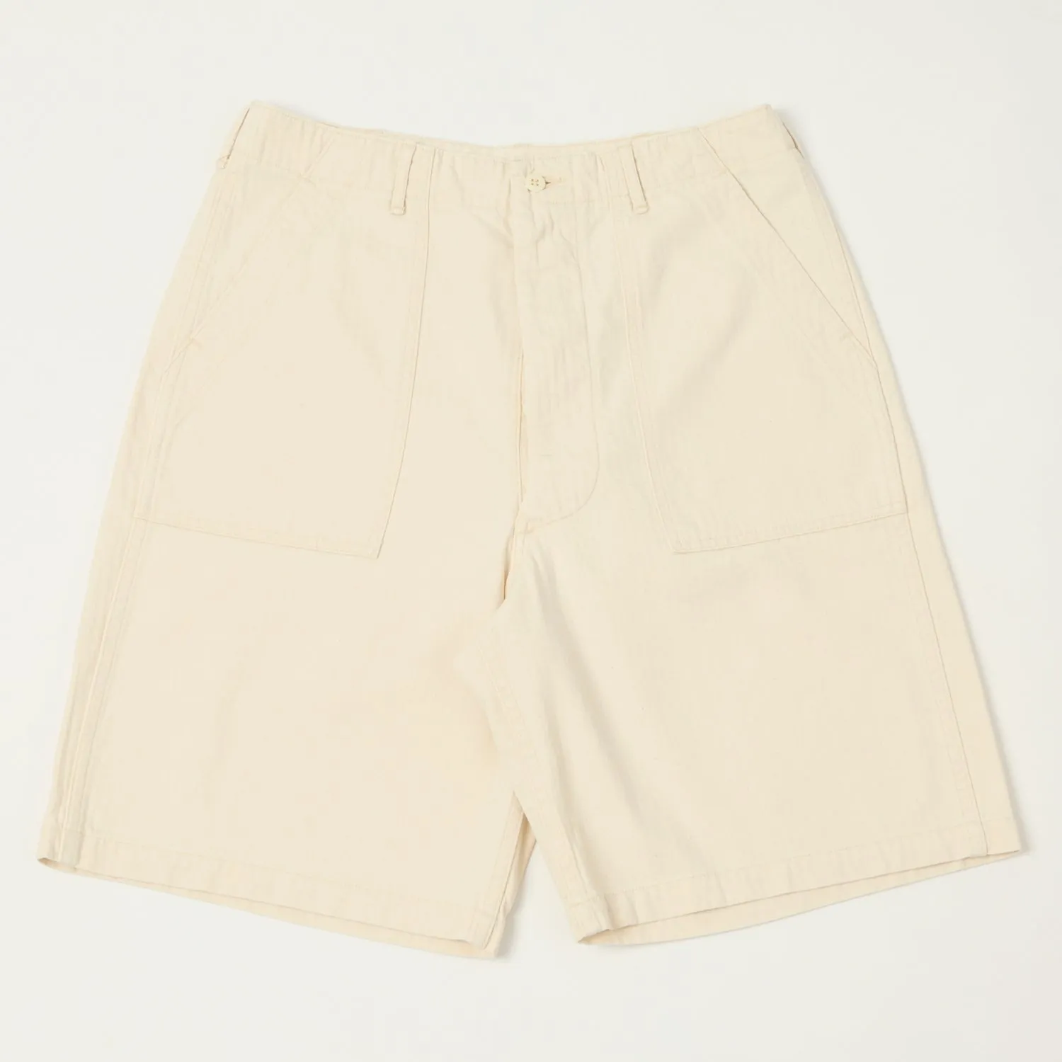 orSlow Summer Herringbone Twill Fatigue Shorts - Ecru