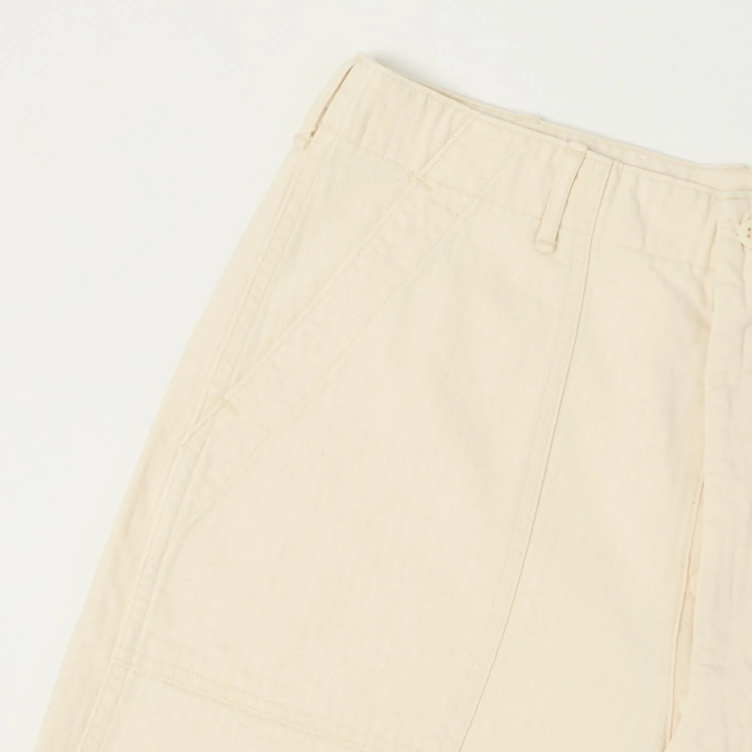 orSlow Summer Herringbone Twill Fatigue Shorts - Ecru