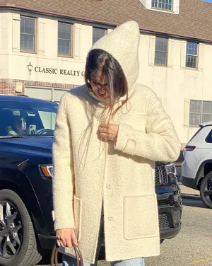 Oscar de la Renta Hooded Cream Coat