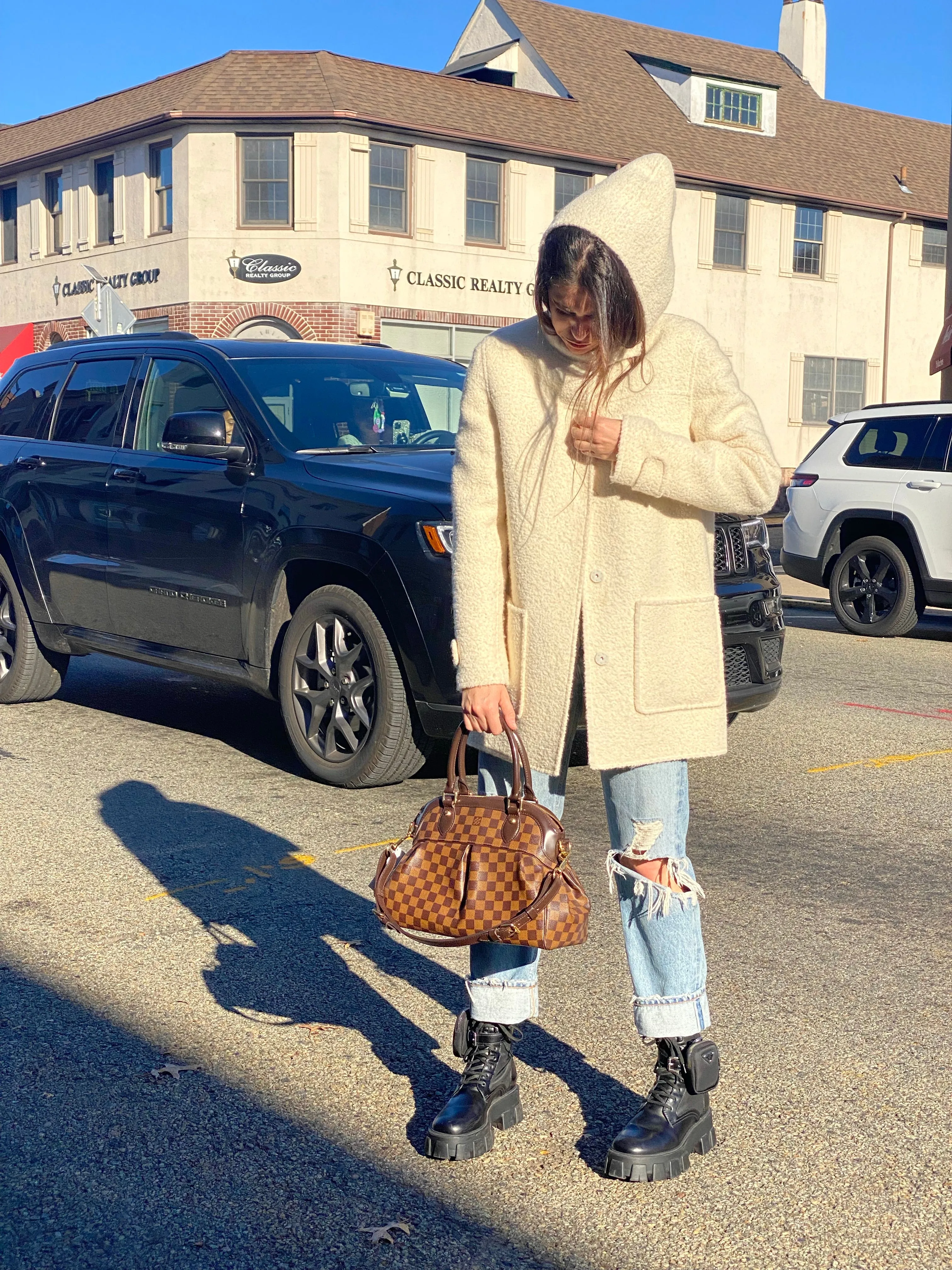 Oscar de la Renta Hooded Cream Coat