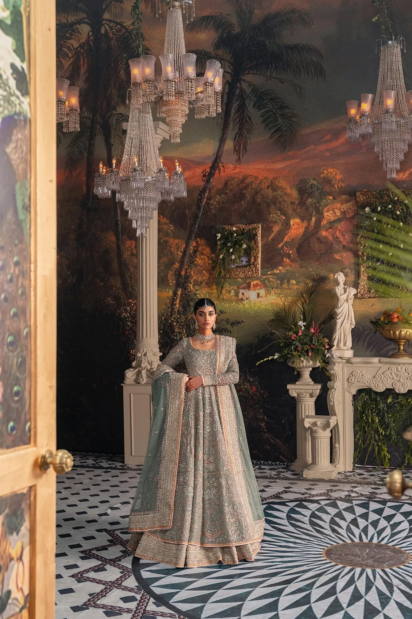 Pakistani Bridal Dress in Pishwas and Lehnga Style