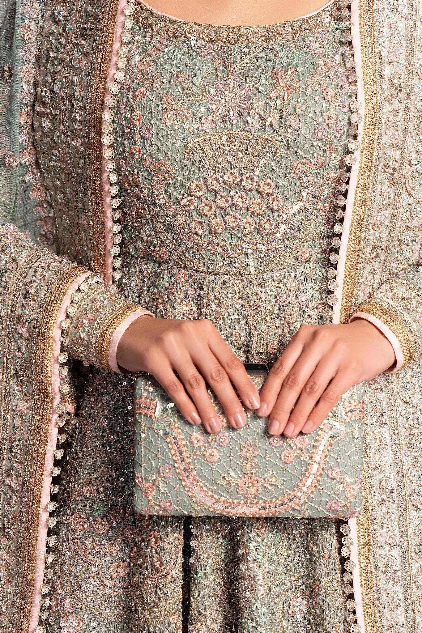 Pakistani Bridal Dress in Pishwas and Lehnga Style