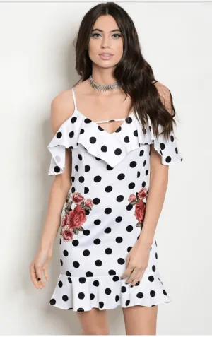 PEARL’S POLKA DOT & FLORAL RUFFLE DRESS