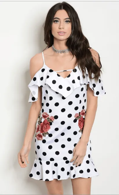 PEARL’S POLKA DOT & FLORAL RUFFLE DRESS