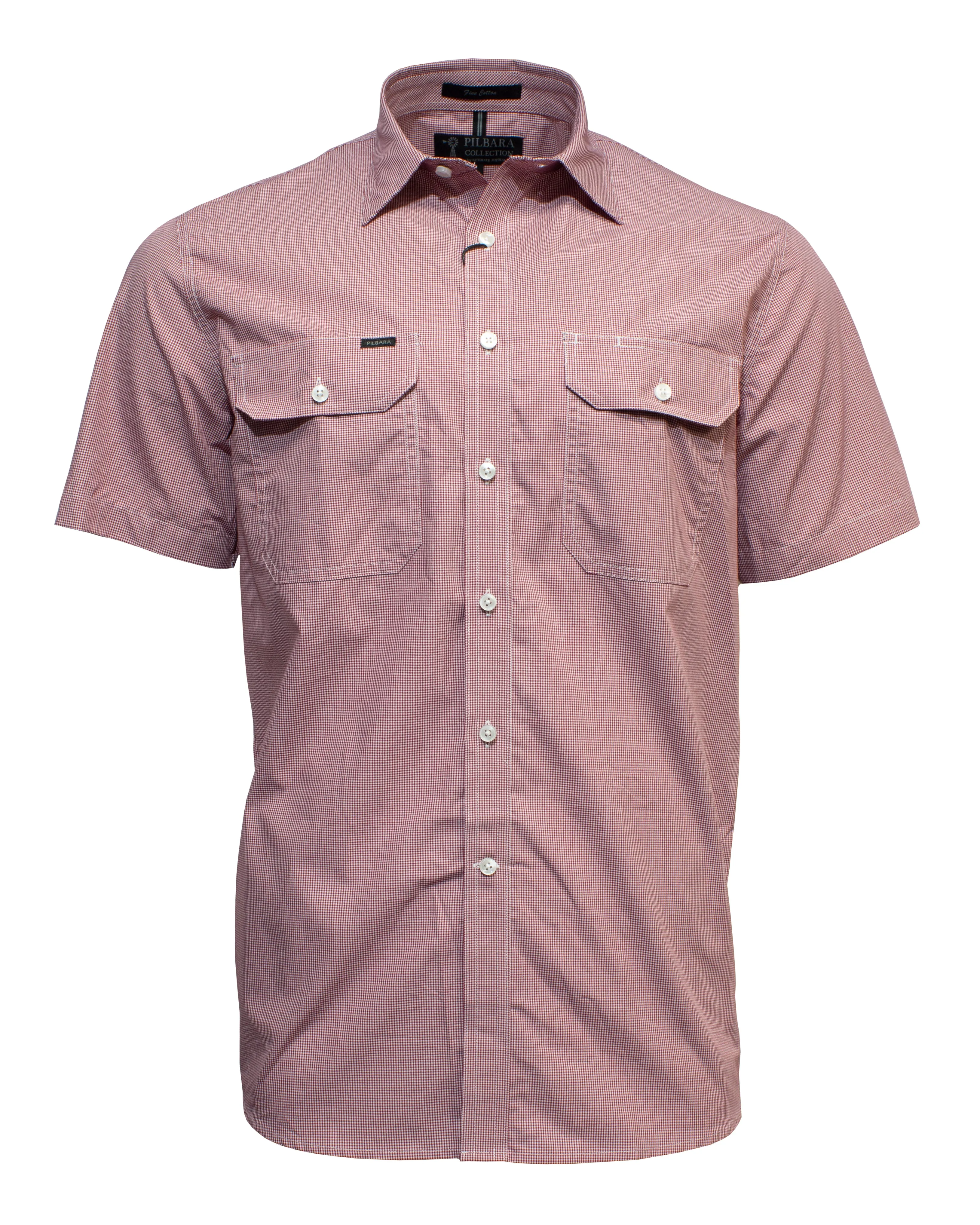 Pilbara Short Sleeve Check Double Pocket Shirt