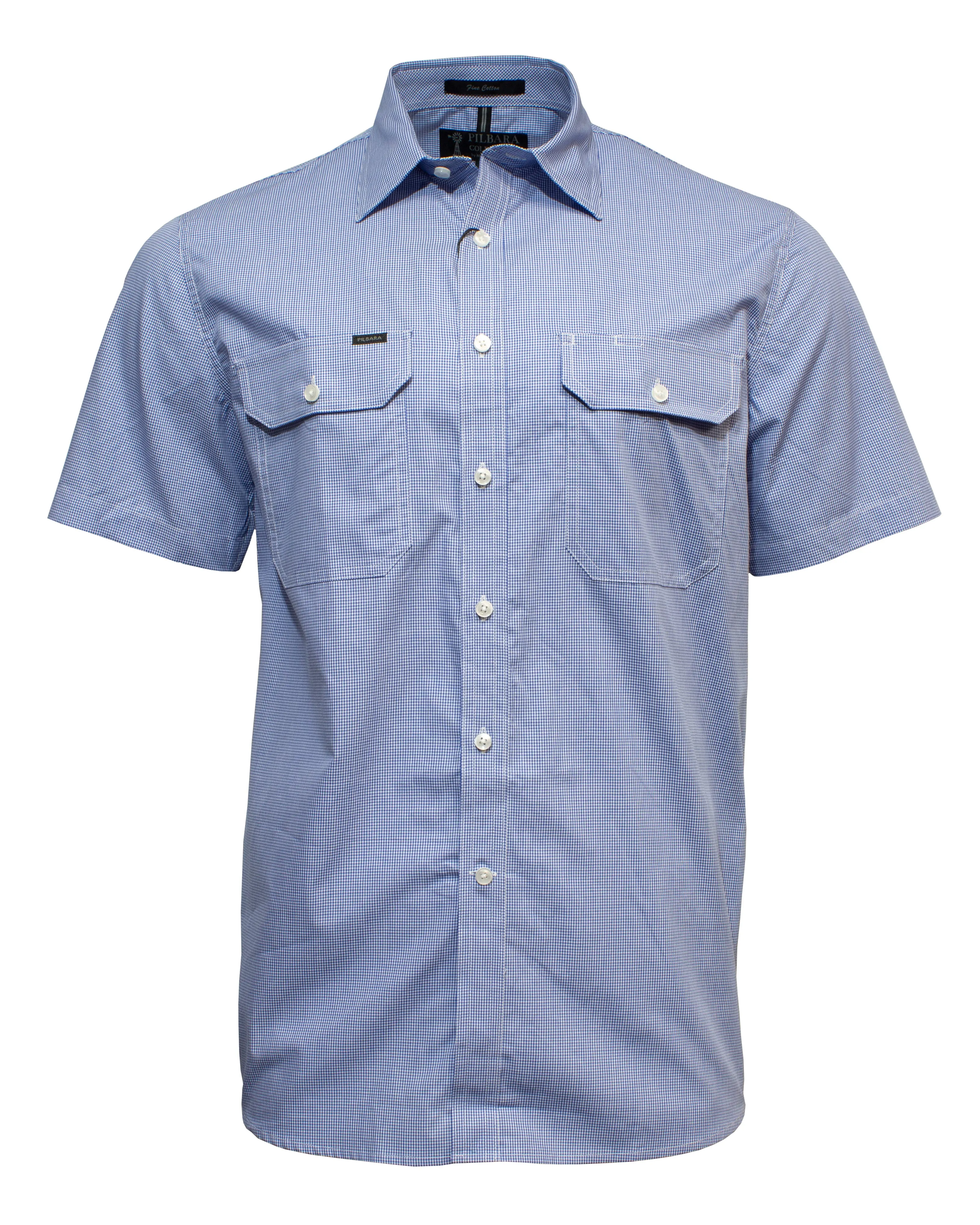 Pilbara Short Sleeve Check Double Pocket Shirt