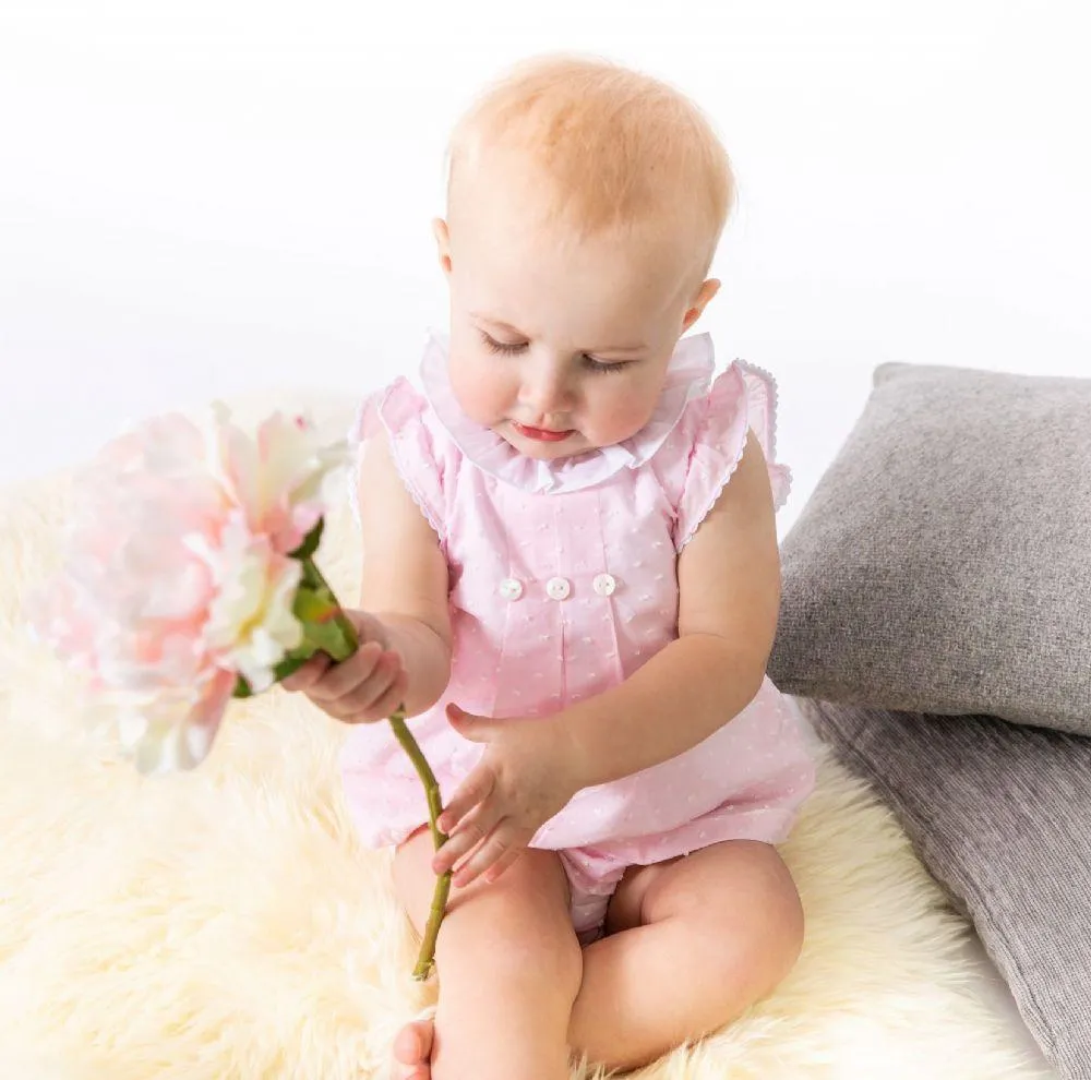 Pink Plumeti Dot Dress & Knickers