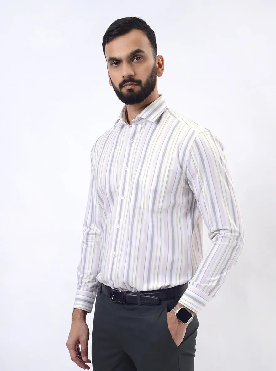 Pink Striped Slim Fit Formal Shirt | Metal