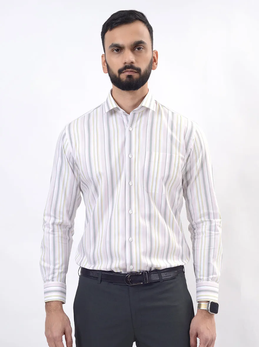 Pink Striped Slim Fit Formal Shirt | Metal
