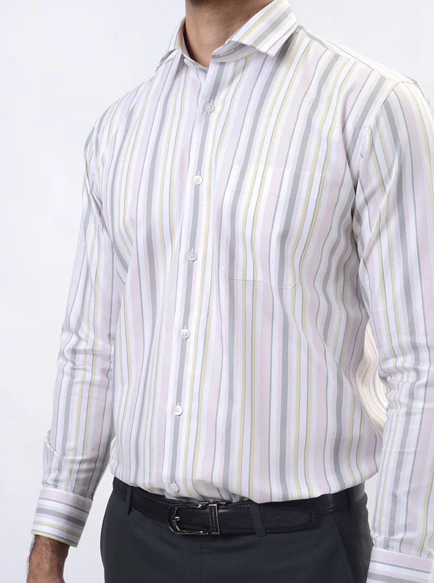 Pink Striped Slim Fit Formal Shirt | Metal
