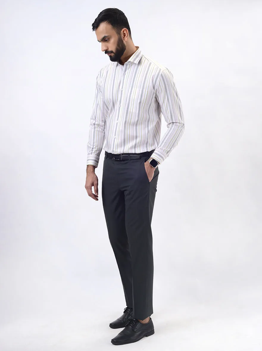 Pink Striped Slim Fit Formal Shirt | Metal