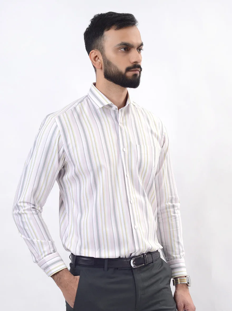 Pink Striped Slim Fit Formal Shirt | Metal