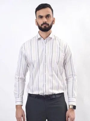 Pink Striped Slim Fit Formal Shirt | Metal