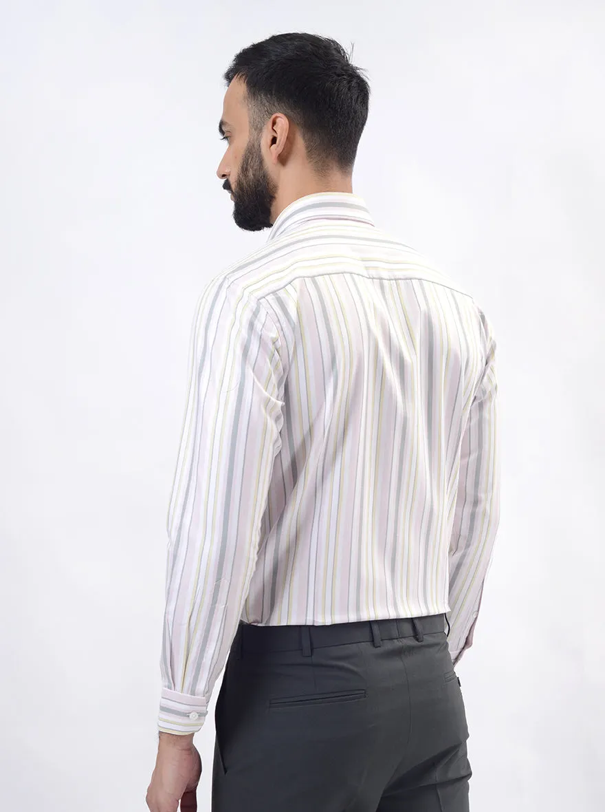 Pink Striped Slim Fit Formal Shirt | Metal