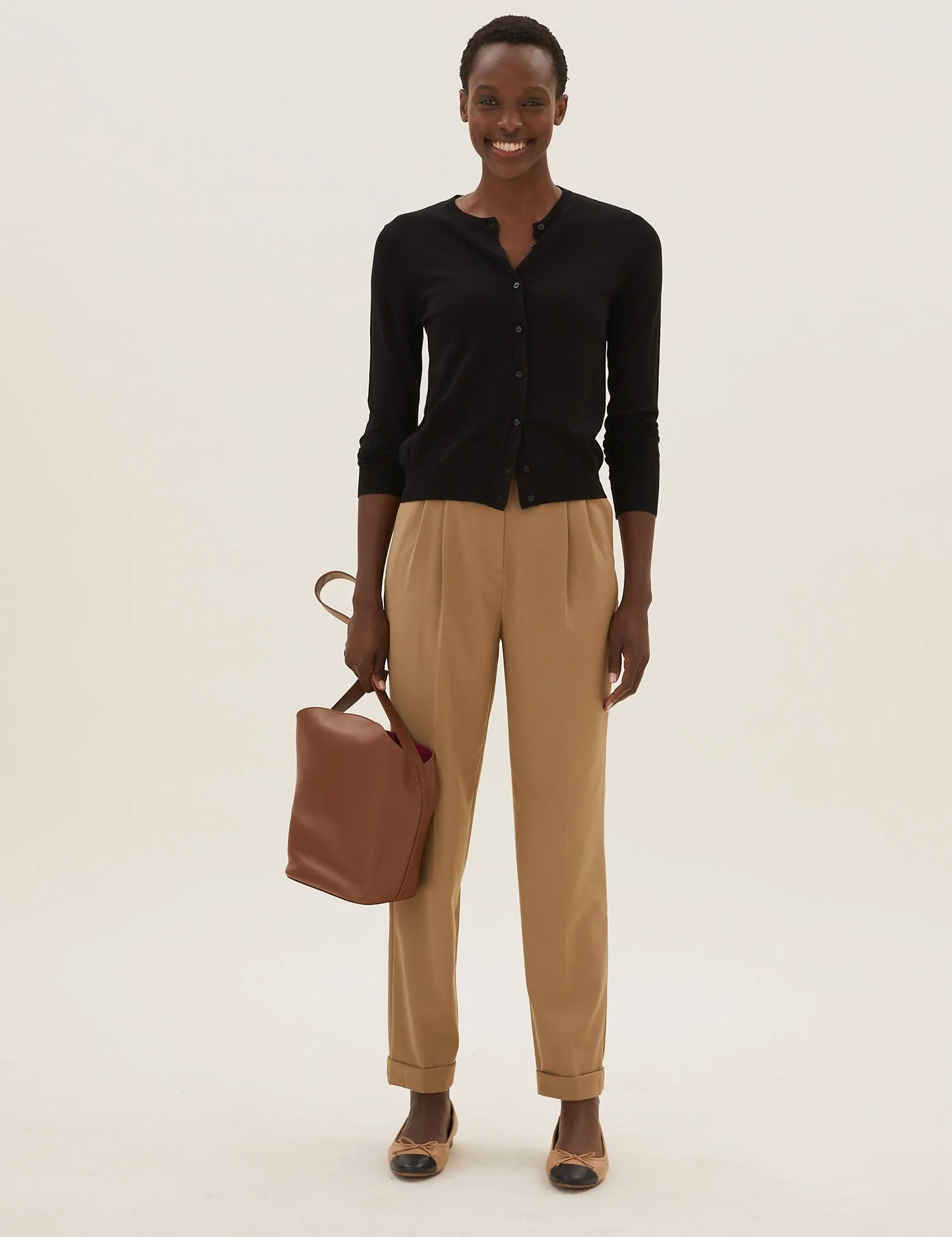 Pleat Front Tapered Ankle Grazer Trousers