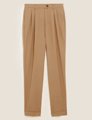 Pleat Front Tapered Ankle Grazer Trousers