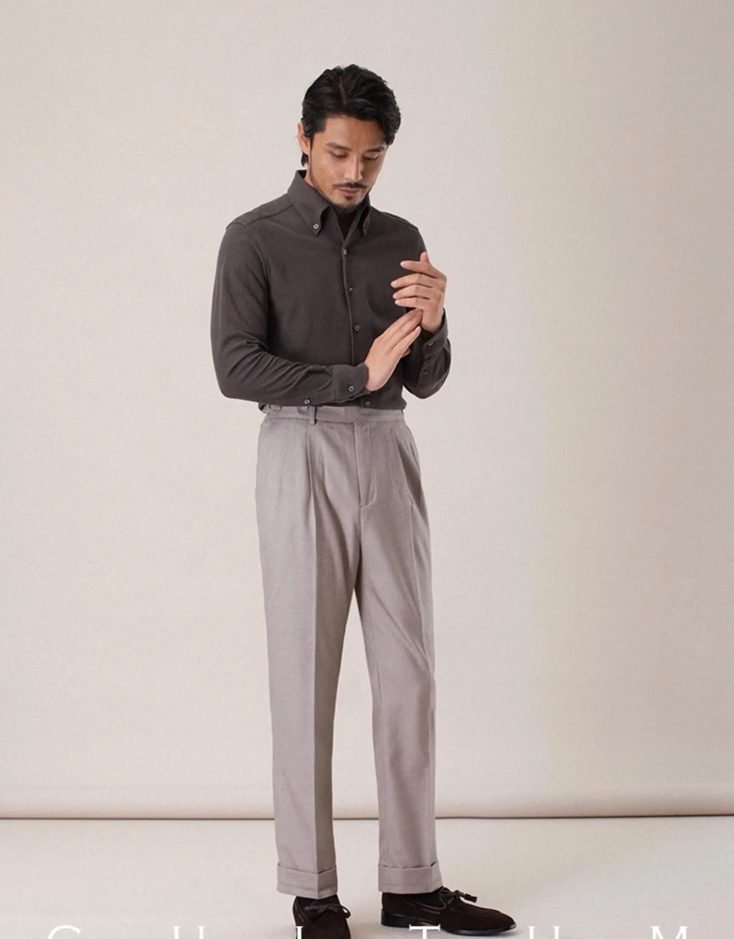 Pleated High-Waisted Trousers