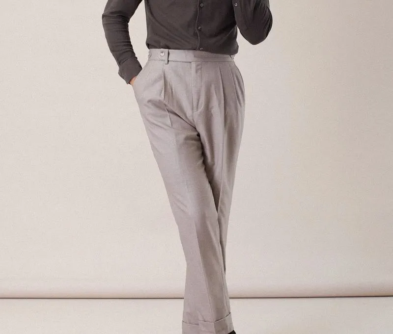 Pleated High-Waisted Trousers