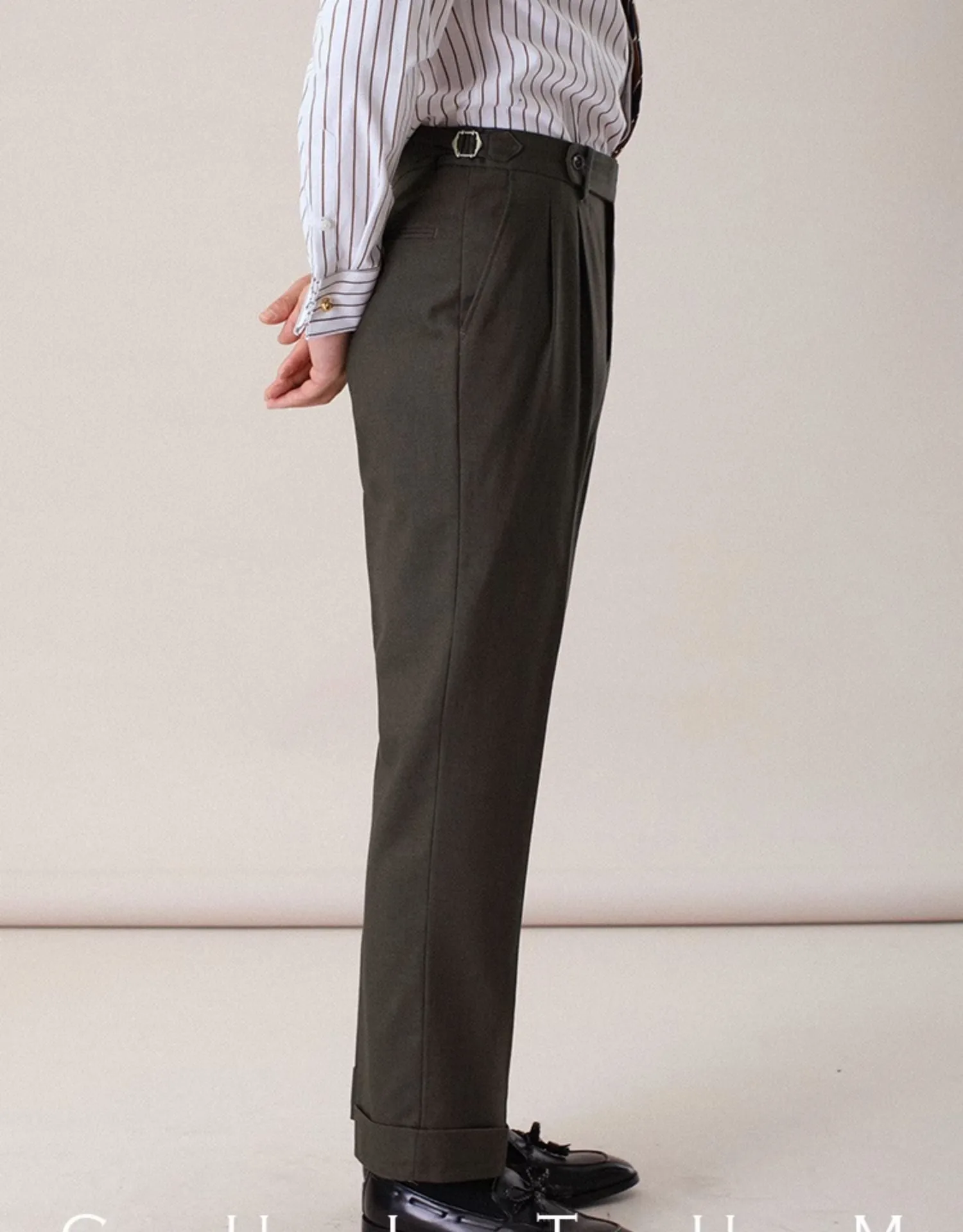 Pleated High-Waisted Trousers