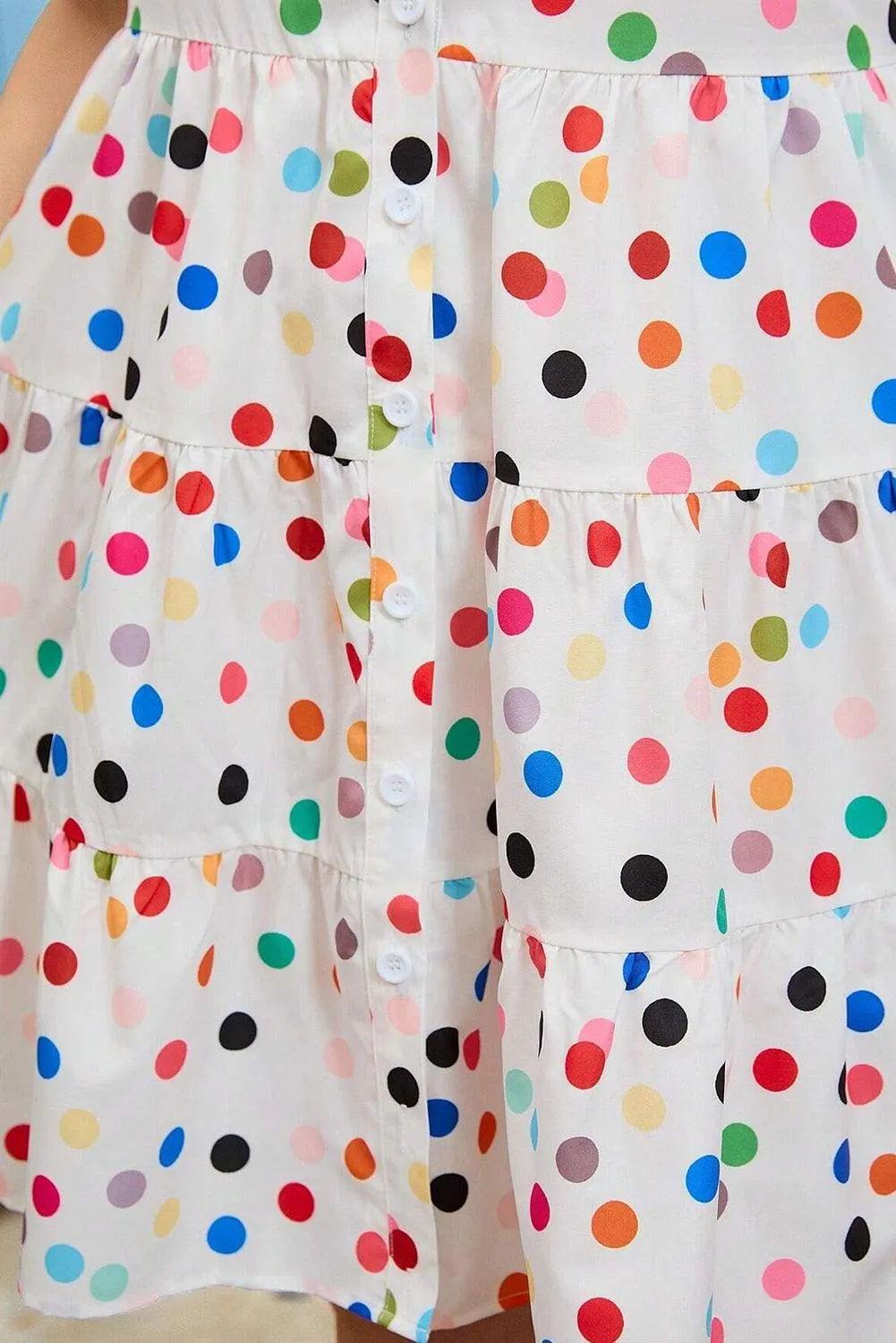 Plus Size Party Pop Polka Dot Buttoned Shirt Dress