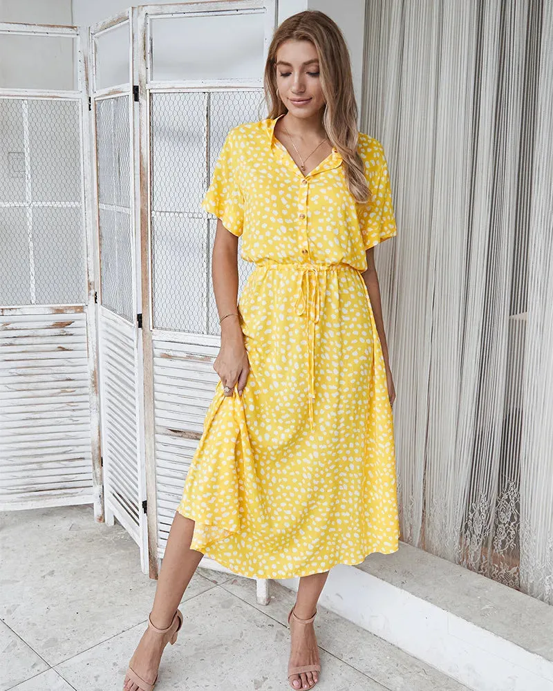 Polka Dot & Leopard Print Shirt Dress
