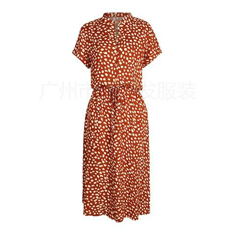 Polka Dot & Leopard Print Shirt Dress