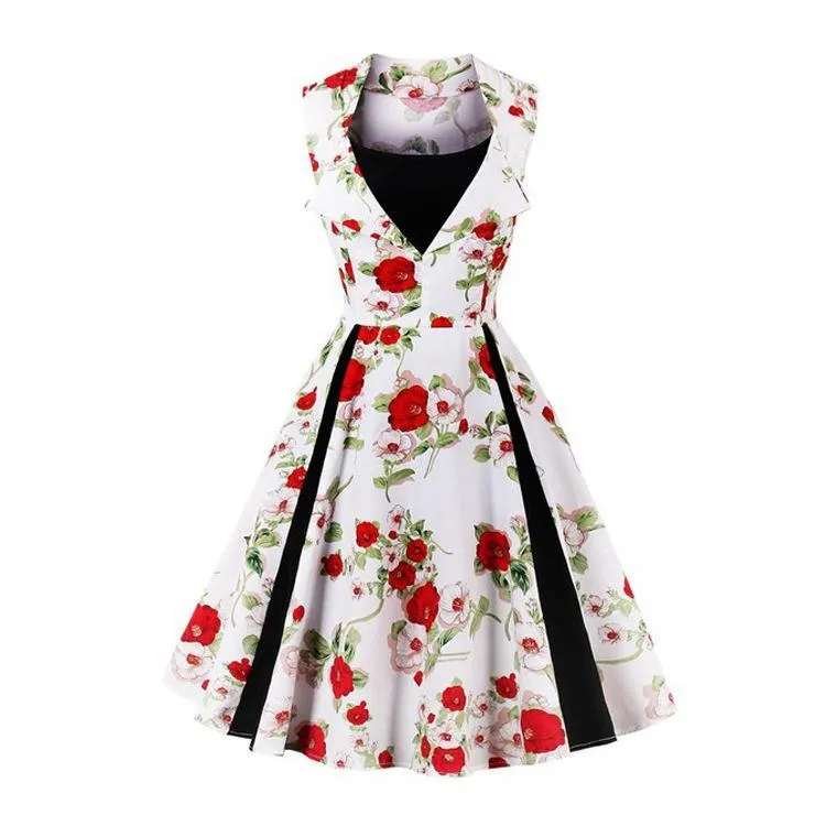Polka Dot Pleats Retro Flair Dress