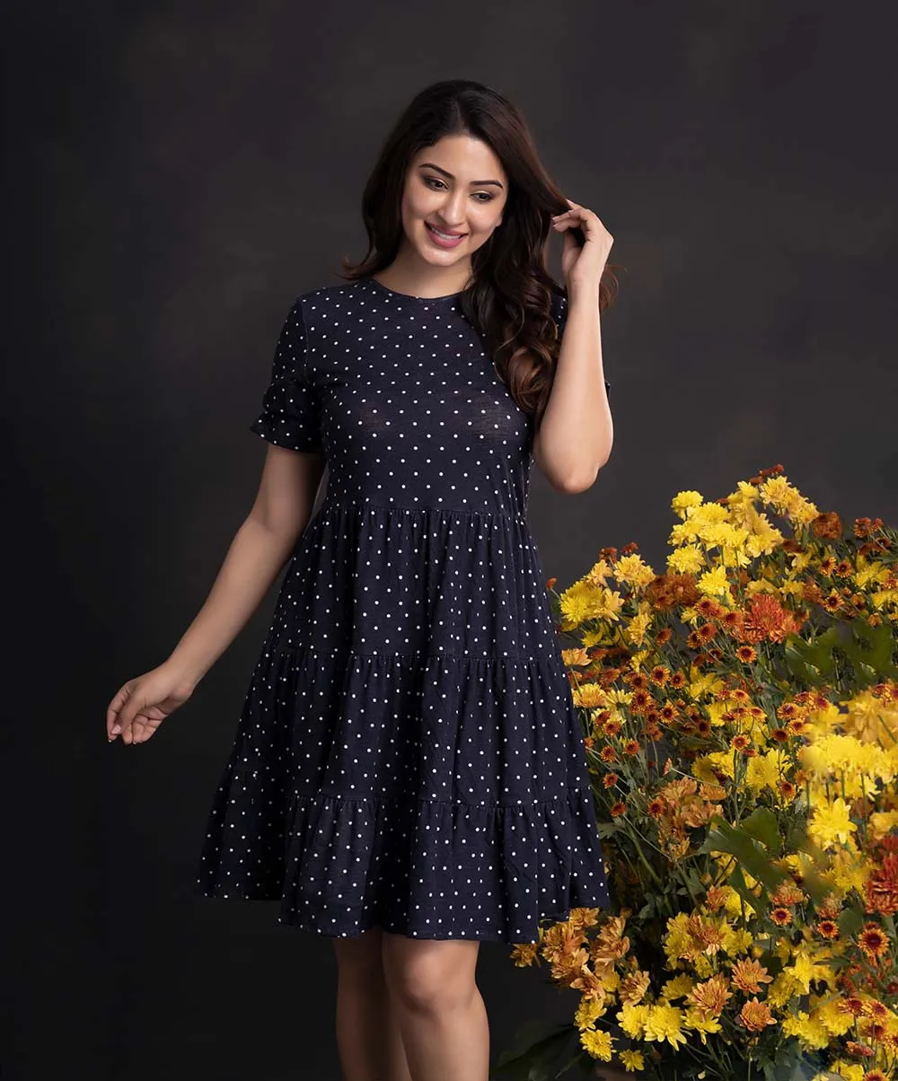 Polka Dot Printed Loose Fitted Dress