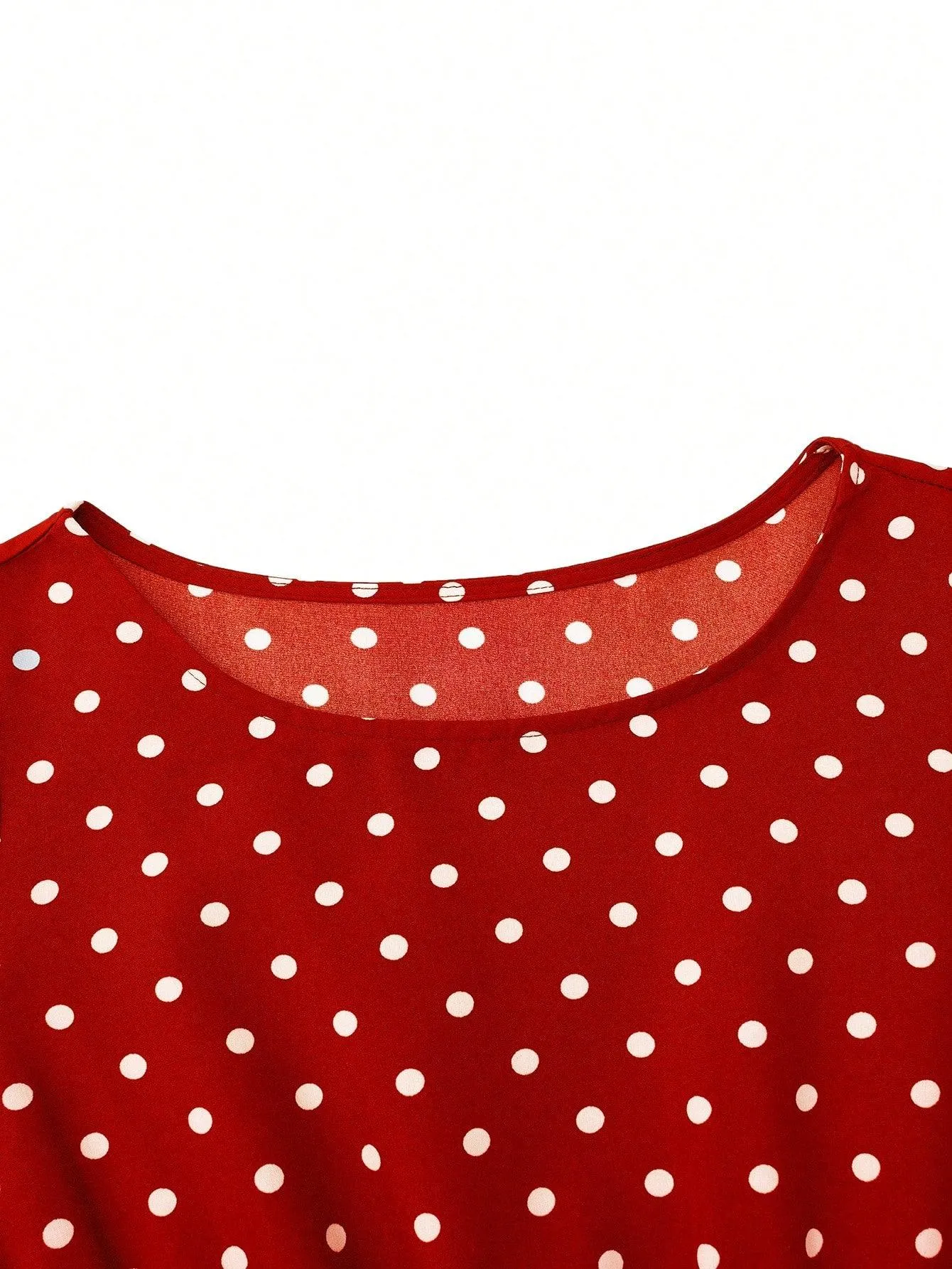 Polka Dot Printed Short-Sleeve Flowy Dress