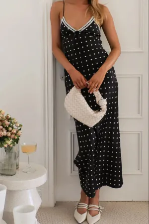 Polka Dot Square Neck Midi Cami Dress