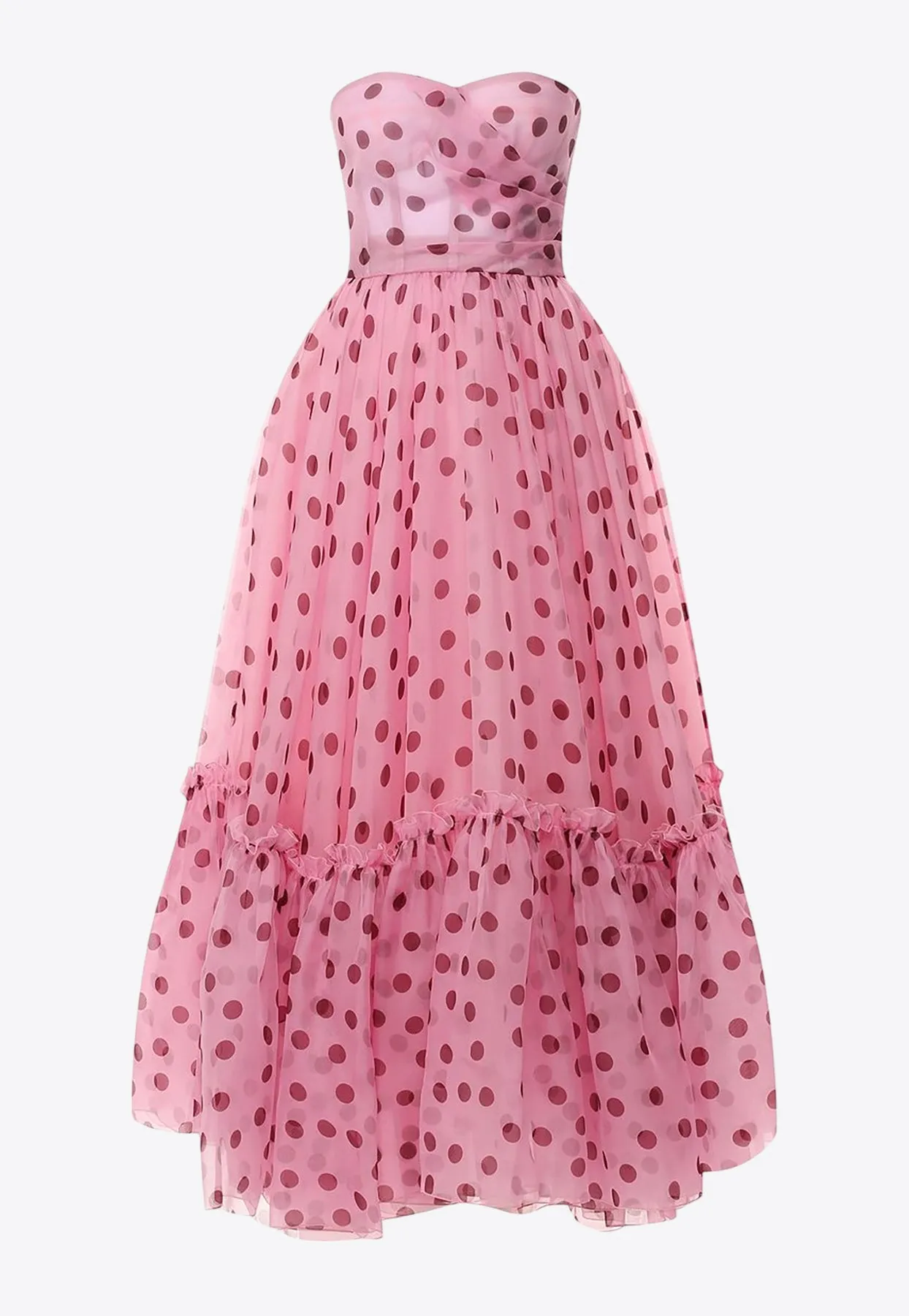 Polka Dot Strapless Gown