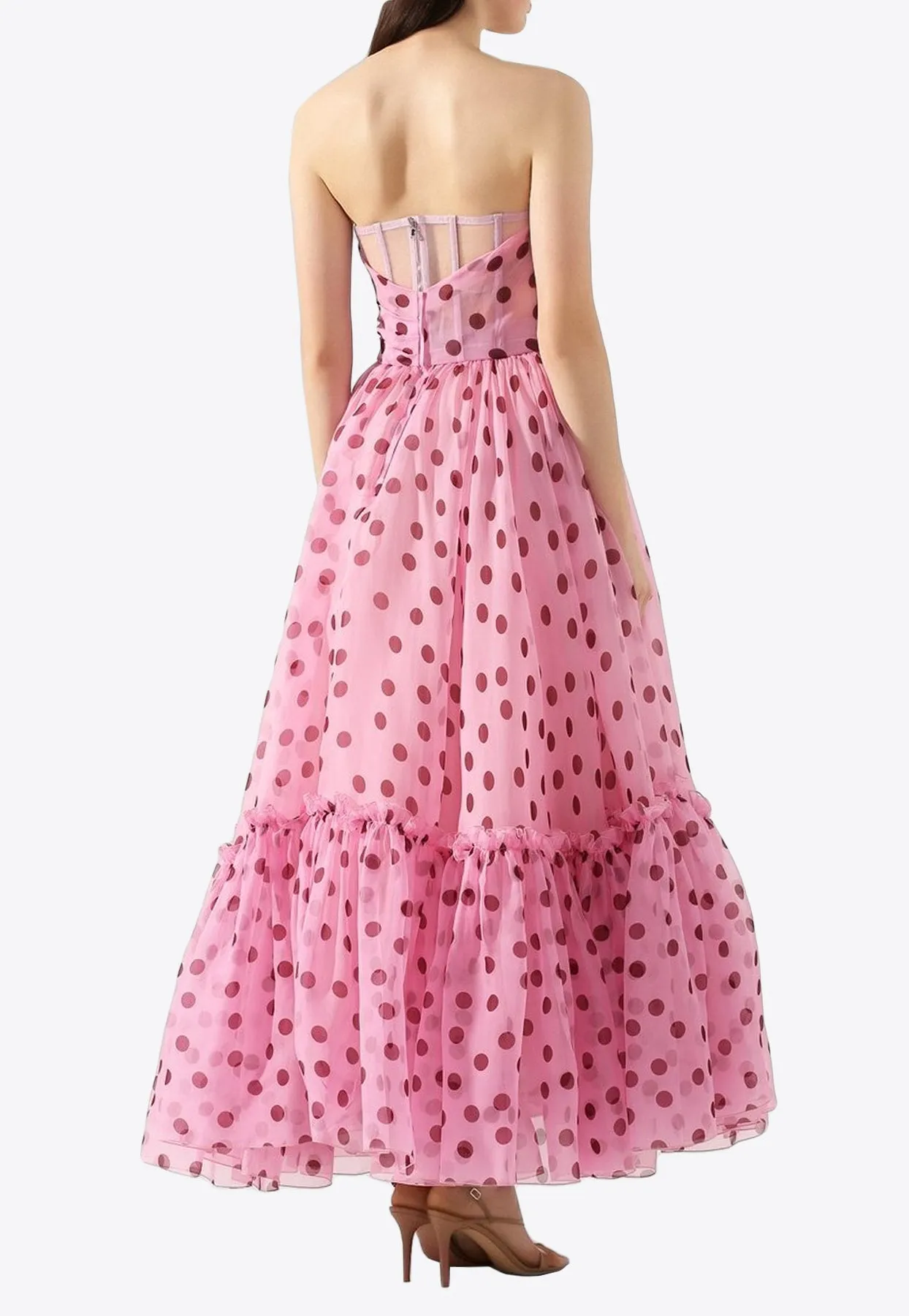 Polka Dot Strapless Gown