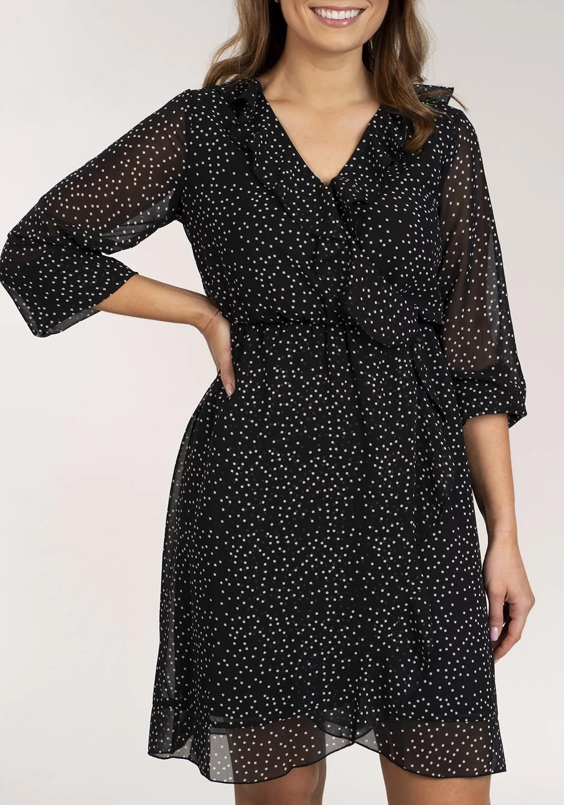 Polkadot Short Dress - Black