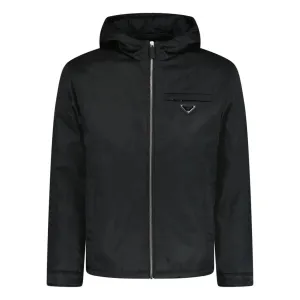 PRADA TRIANGLE LOGO PADDED ZIP RE-NYLON JACKET BLACK