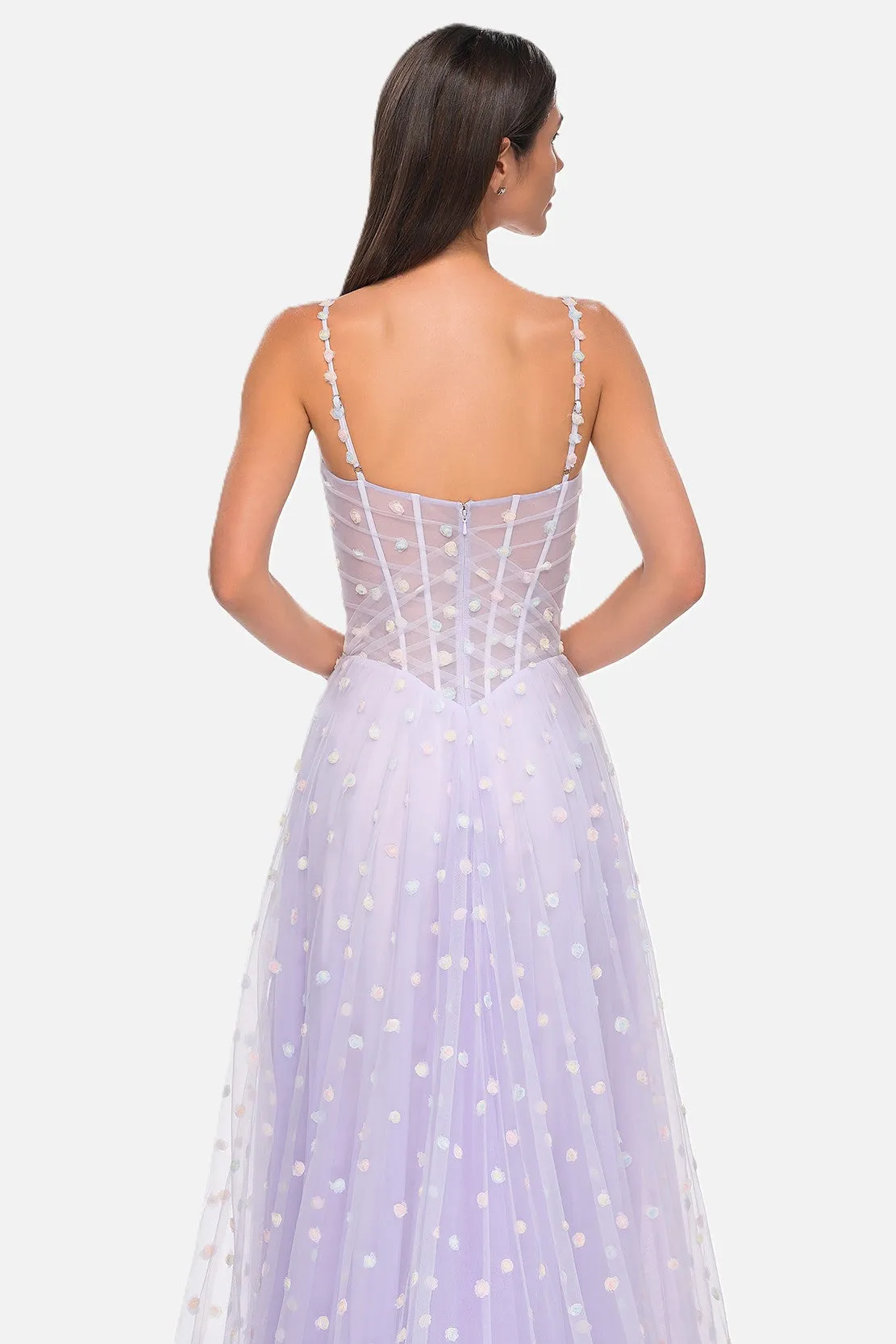 Pretty Polka Dot Applique Gown