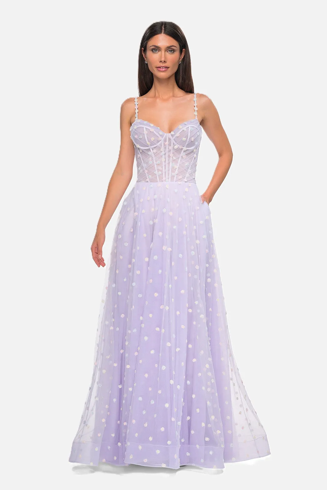 Pretty Polka Dot Applique Gown
