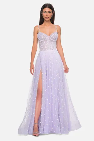 Pretty Polka Dot Applique Gown