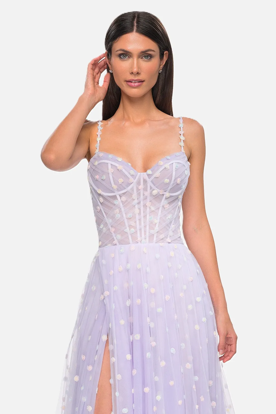 Pretty Polka Dot Applique Gown