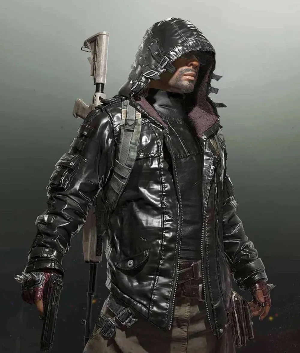 PUBG Leather Hooded Trench Coat