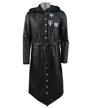 PUBG Leather Hooded Trench Coat