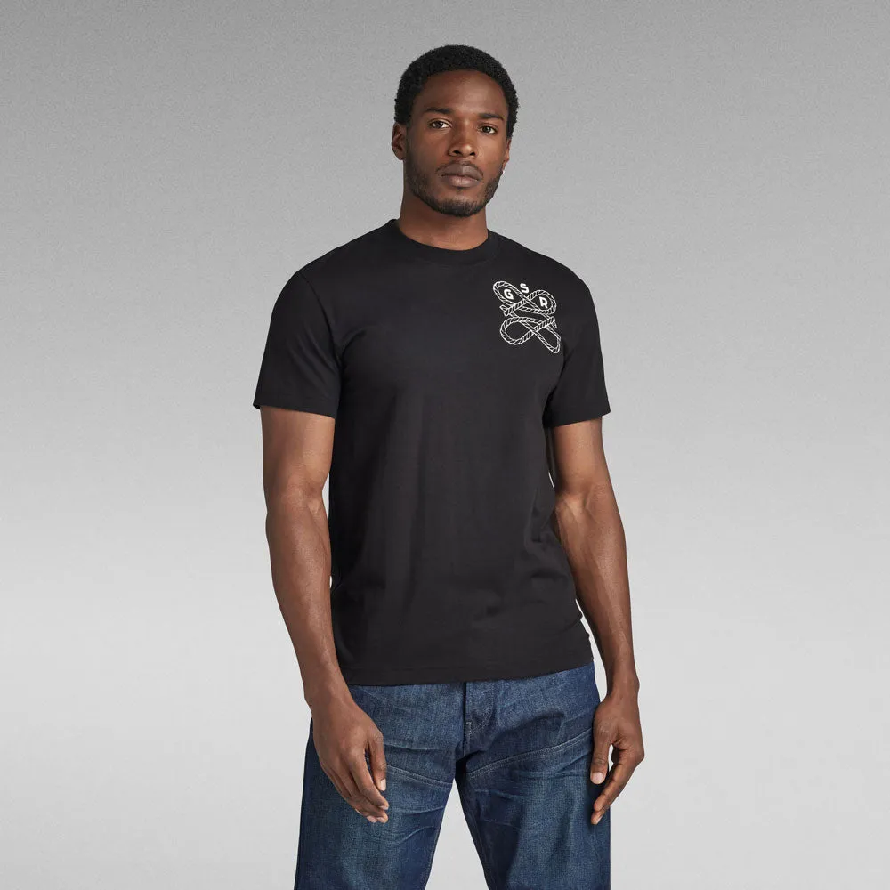 Puff Print Back Graphic T-Shirt  - Black