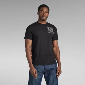 Puff Print Back Graphic T-Shirt  - Black