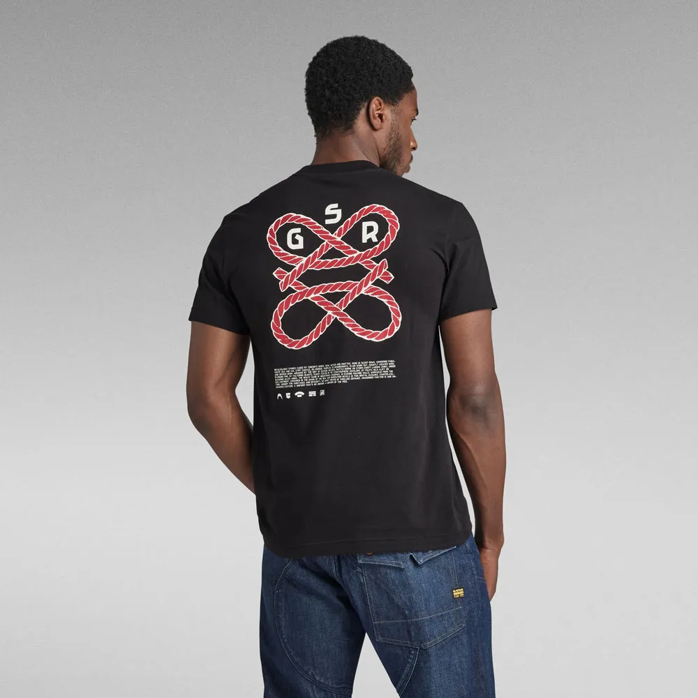 Puff Print Back Graphic T-Shirt  - Black