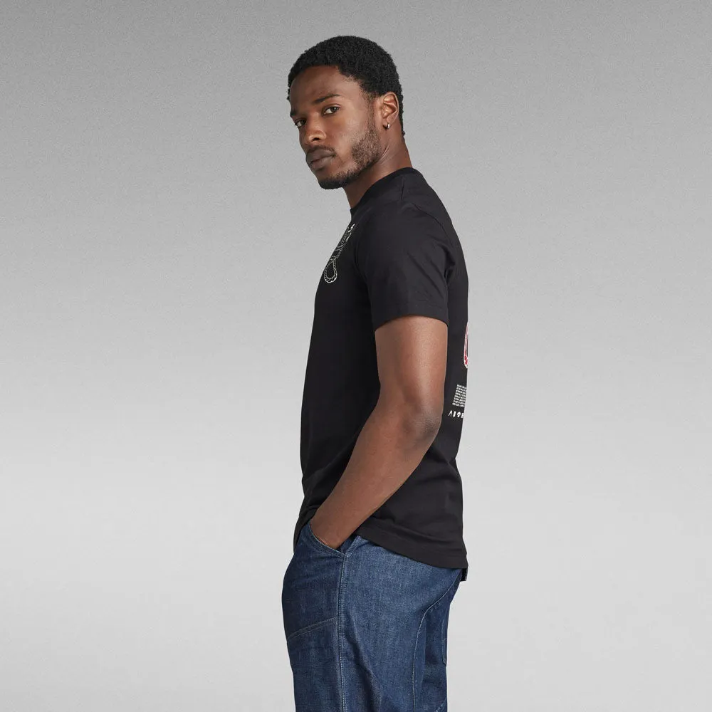 Puff Print Back Graphic T-Shirt  - Black